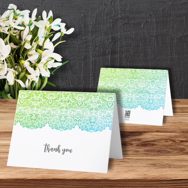 BLUE  AND GREEN LACE THANK YOU CARD (Creator Uploaded)