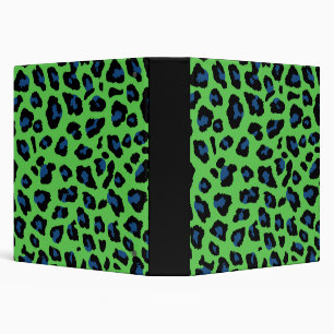 Blue and Green Leopard Print 1.5" Inch Binder