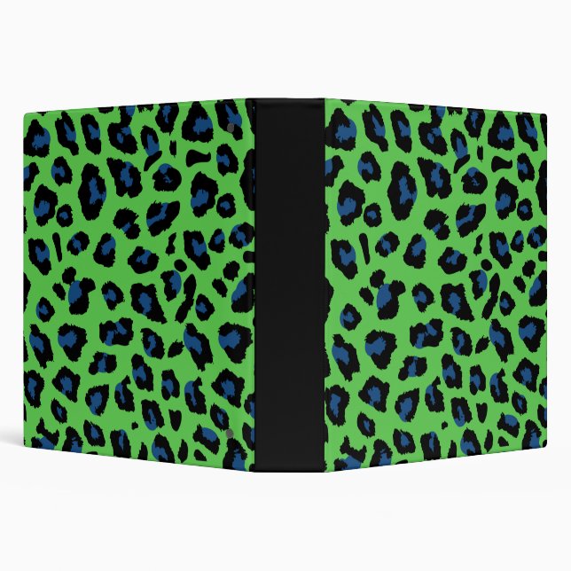 Blue and Green Leopard Print 1.5" Inch Binder (Background)