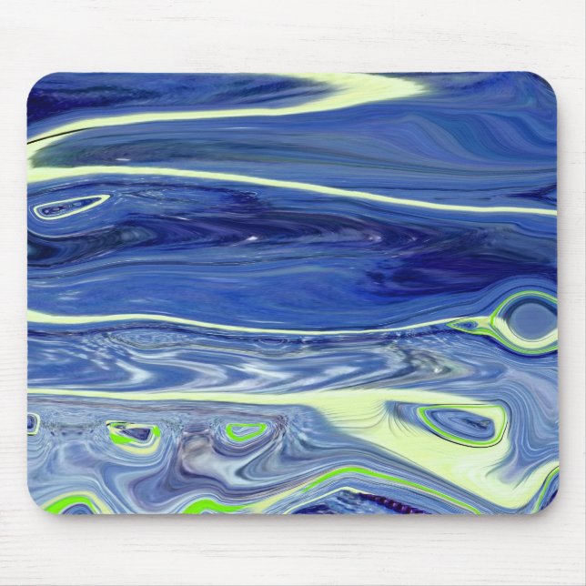 Blue and Green Liquid Abstract Mouse Pad (Front)