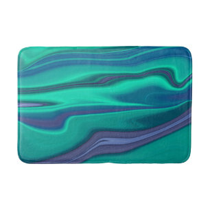 Blue and Green Liquid Marble Bath Mat
