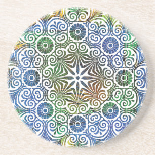 Blue and Green Mandala Sandstone Coaster