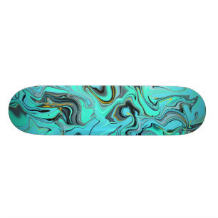 Blue and green marble abstract effect board. skateboard
