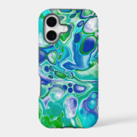 Blue and Green Marble Fluid Art Abstract   