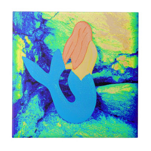 blue and green mermaid tile