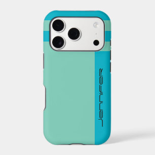 Blue and Green Minimalist Stripe, Custom with Name
