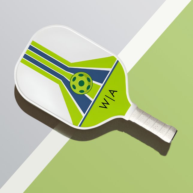 Blue and Green | Modern Monogram  Pickleball Paddle (Creator Uploaded)