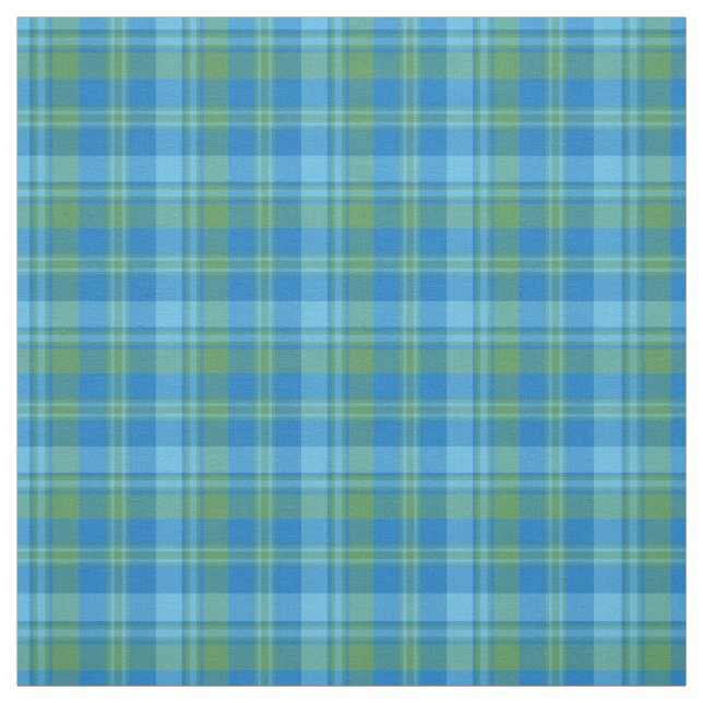 Blue and Green Morning Glory Plaid Pattern Fabric (Swatch)
