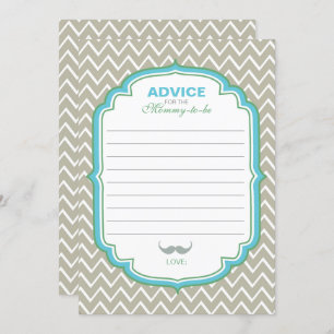 Blue and Green Moustache Advice for Mom Card