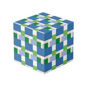 blue and green pattern cube
