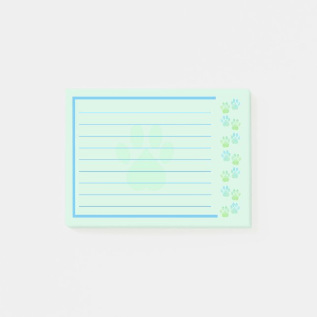 Blue and Green Paw Print Notes (Front)