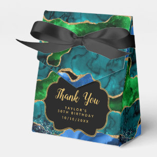 Blue and Green Peacock Agate Birthday Thank You Favor Box
