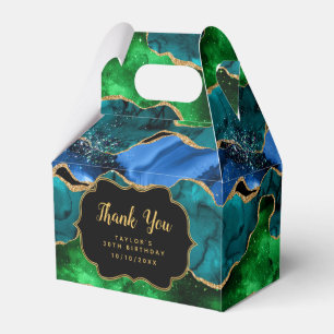 Blue and Green Peacock Agate Birthday Thank You Favor Box
