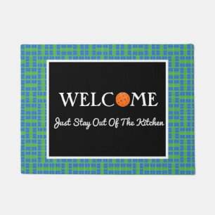 Blue and Green Pickleball Courts, Orange Ball Doormat