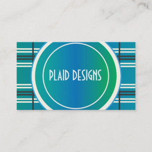 Blue and Green Plaid Business Card