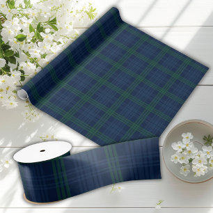 Blue and Green Plaid Preppy Posh Chic Wrapping Paper