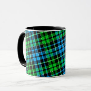 Blue and Green Plaid Tartan Black  Mug