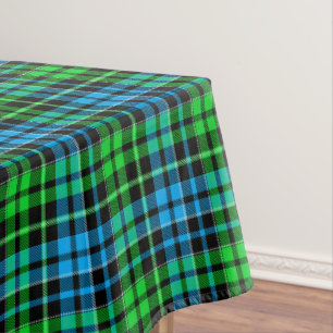 Blue and Green Plaid Tartan Black  Tablecloth