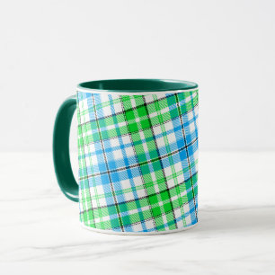 Blue and Green Plaid Tartan White  Mug