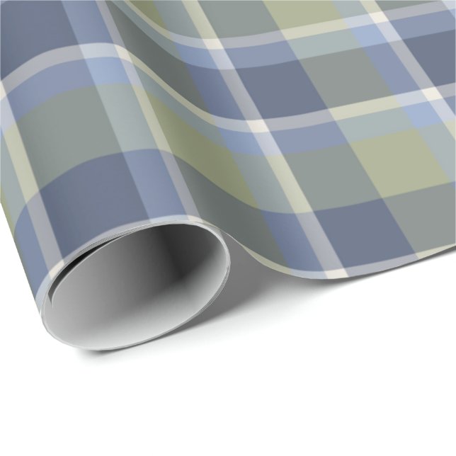 Blue and Green Plaid Wrapping Paper (Roll Corner)