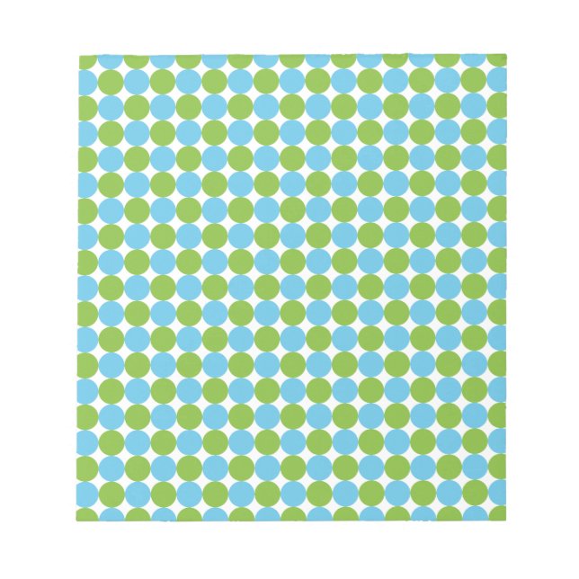 Blue and green polka dots pattern notepad (Front)