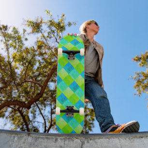 Blue and Green Rustic Cool Skateboard