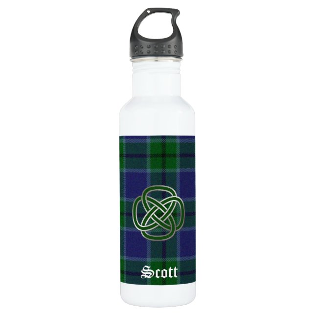 Blue and Green Scott Tartan Plaid 710 Ml Water Bottle (Front)