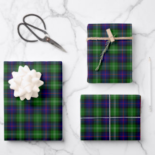 Blue and Green Scottish Clan Sutherland Tartan Cas Wrapping Paper Sheet