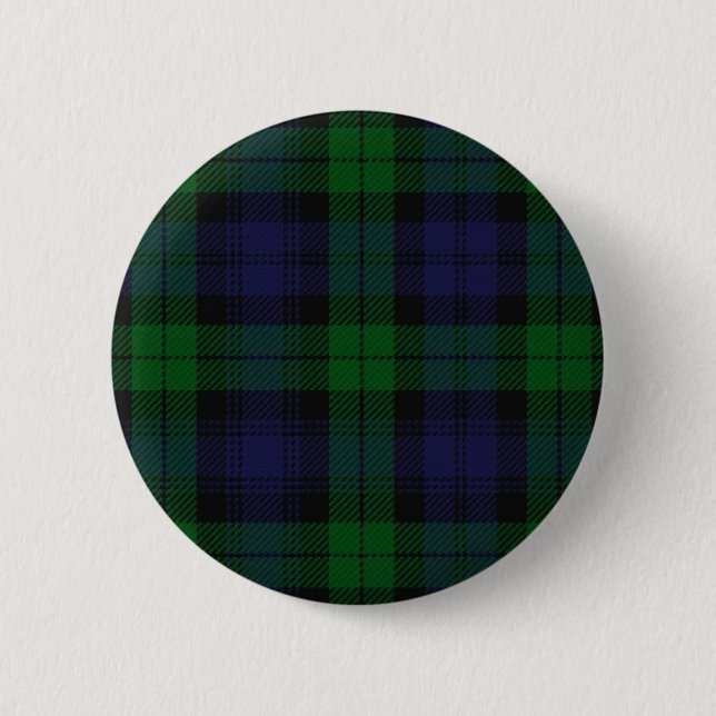 Blue And Green Scottish Sunderland Tartan 2 Inch Round Button (Front)