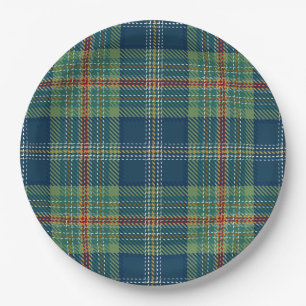 Blue and Green Scottish Tartan Plaid Paper Plate