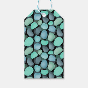 Blue and green sea pebbles gift tags