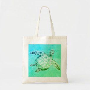 Blue and Green Sea Turtle Tote Bag