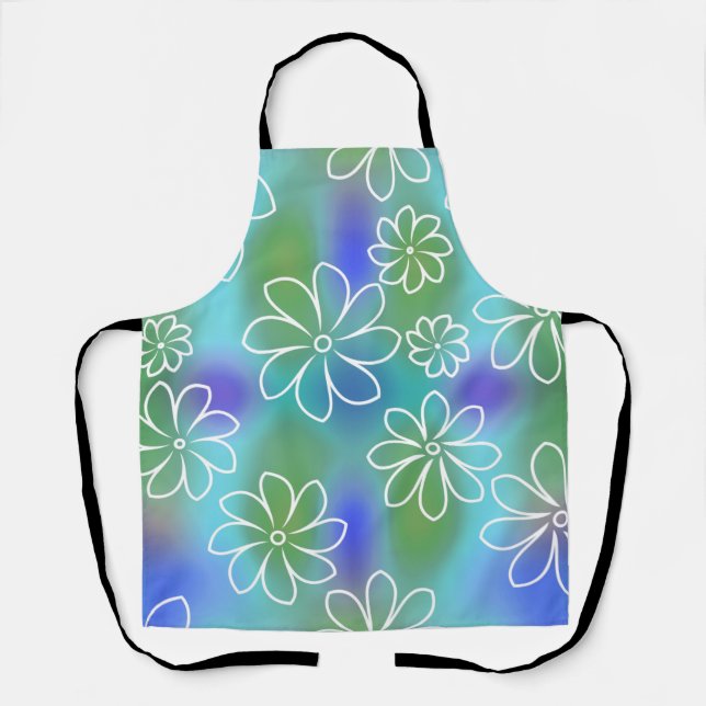 Blue and Green Seamless Floral Pattern   Apron (Front)