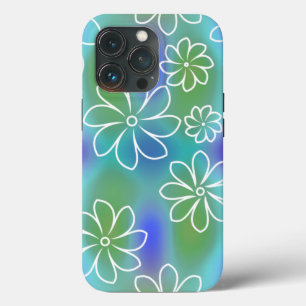 Blue and Green Seamless Floral Pattern iPhone 13 Pro Case