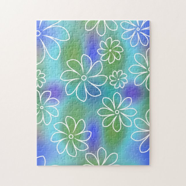 Blue and Green Seamless Floral Pattern  Jigsaw Puzzle (Vertical)