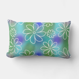 Blue and Green Seamless Floral Pattern  Throw Pill Lumbar Pillow