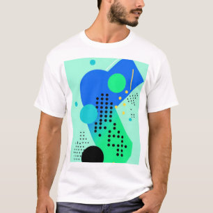 Blue and green shapes with dots T-Shirt