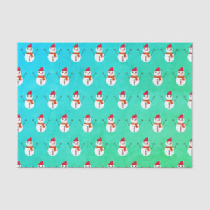 Blue and Green Snowman with snow Christmas Tissue Paper