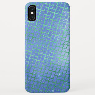 Blue and Green Sparkle Mermaid Scales Pattern iPhone XS Max Case
