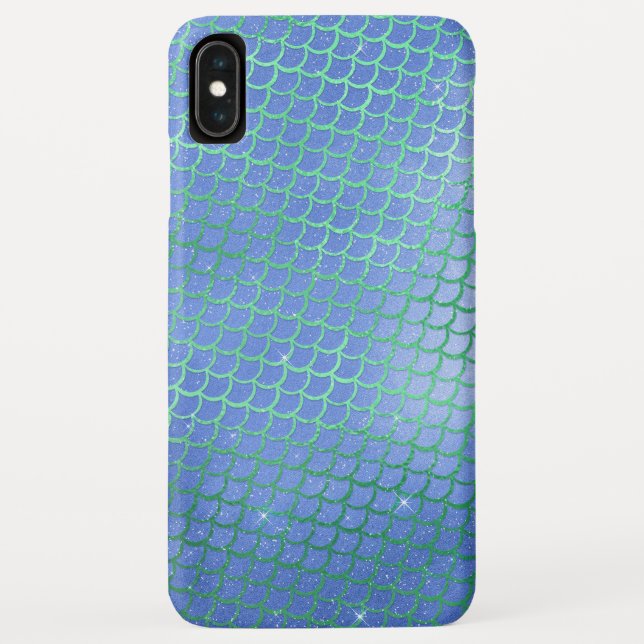 Blue and Green Sparkle Mermaid Scales Pattern Case-Mate iPhone Case (Back)