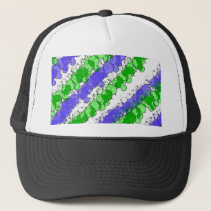 Blue and Green Splatter Distressed Trucker Hat