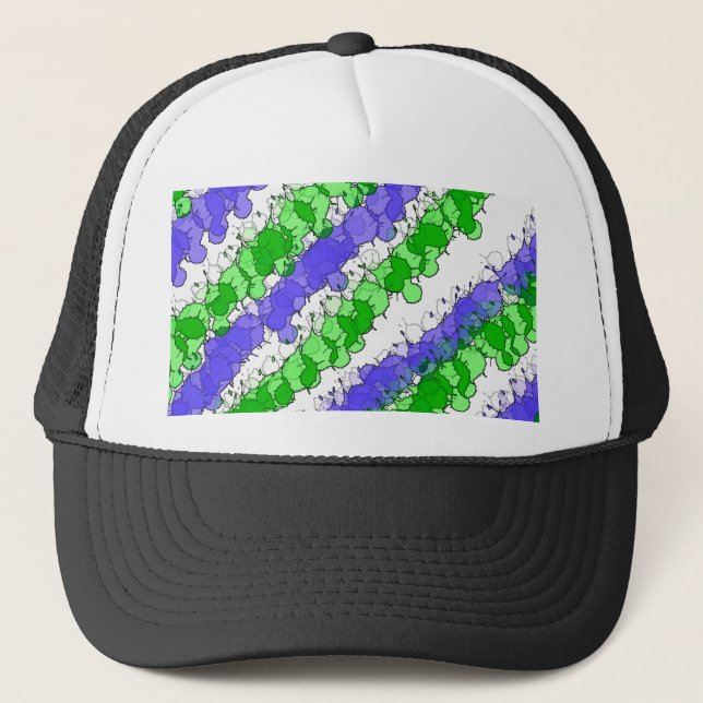 Blue and Green Splatter Distressed Trucker Hat (Front)