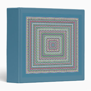 Blue and green square ethnic ornament scarf binder