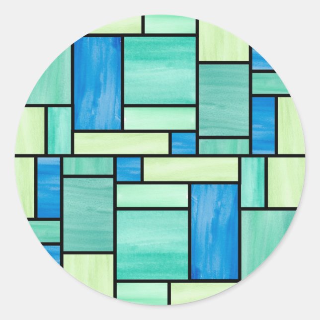 Blue and Green Stained Glass Stickers (Front)