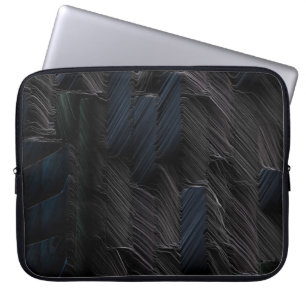 Blue and green sticks on blue plastic container laptop sleeve