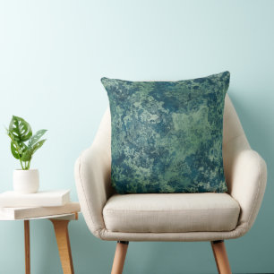 Blue and Green Stone abstract Throw Pillow