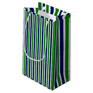Blue and Green Striped Small Gift Bag