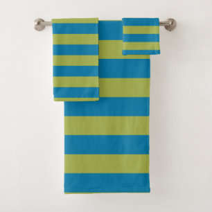 Blue and Green Stripes Bath Towel Set