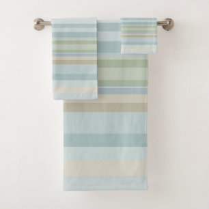 blue and green stripes bath towel set