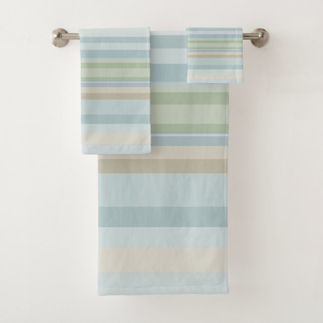 blue and green stripes bath towel set (Insitu)